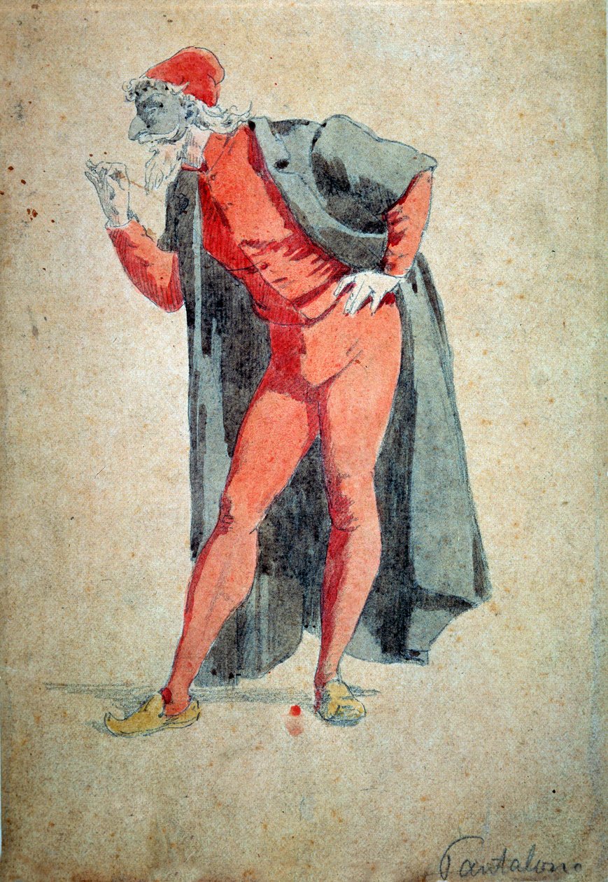 Kostume og teaterkarakter: Pantalone (bukser, læge) Fra "" Masks and jesters" (italiensk komedie eller Commedia dell