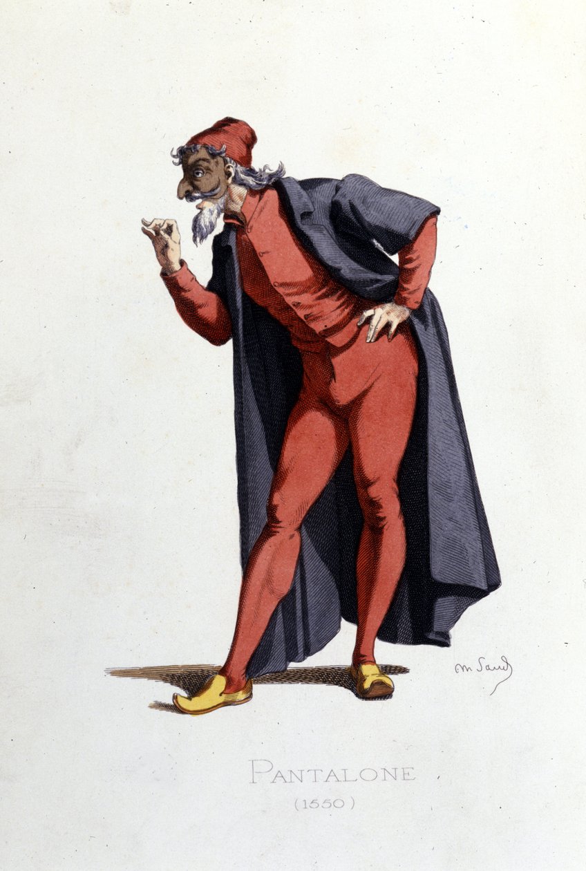 Kostume og teaterkarakter: Pantalone (en fr. Pantalone, læge) trækker fra "" Masques et bouffons"" (italiensk komedie: Commedia dell
