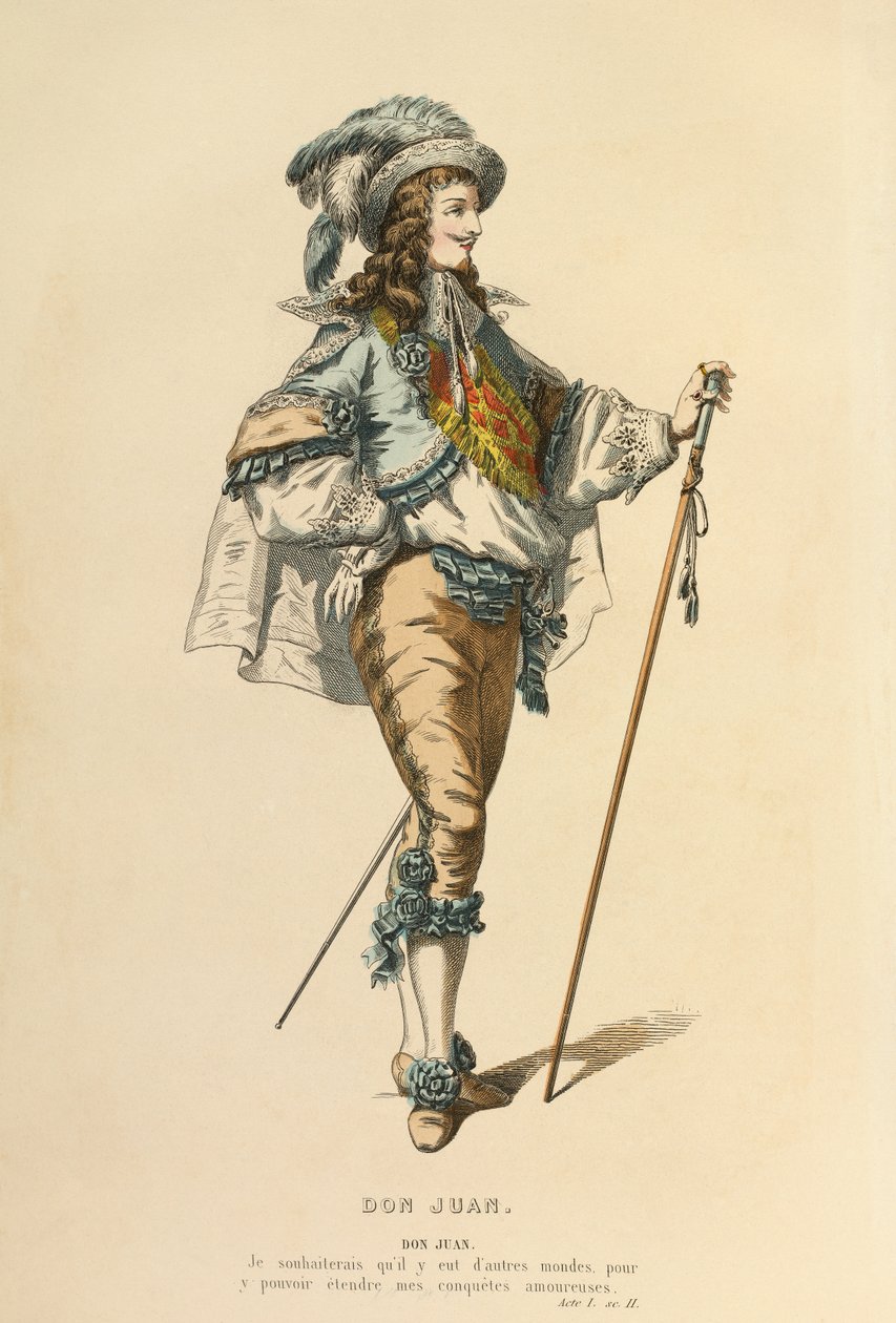 Kostume til rollen som Don Juan, ca. 1868 (kobberstik) af Maurice Sand