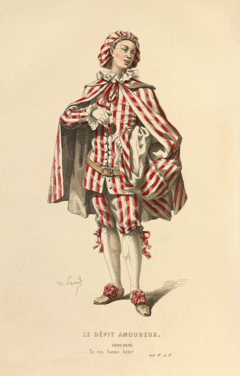 Kostume til rollen som Gros - Rene, ca. 1868 (stik) af Maurice Sand