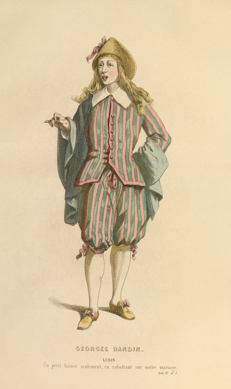 Kostume til rollen som Lubin, ca. 1868 (kobberstik) af Maurice Sand