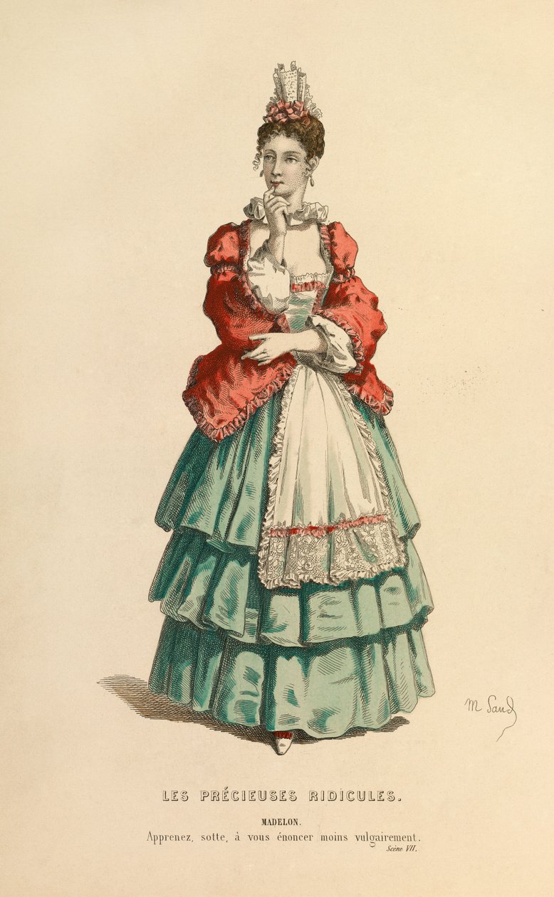 Kostume til rollen som Madelon, ca. 1868 (kobberstik) af Maurice Sand