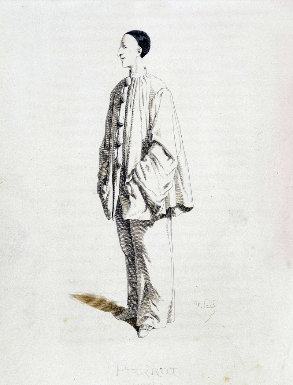 Pjerrot fra ""Masques et bouffons"" (italiensk komedie), tekst og tegninger af Maurice Sand, raderinger af A. Manceau, forord af Georges Sand, Paris, Michel Lévy Frères af Maurice Sand