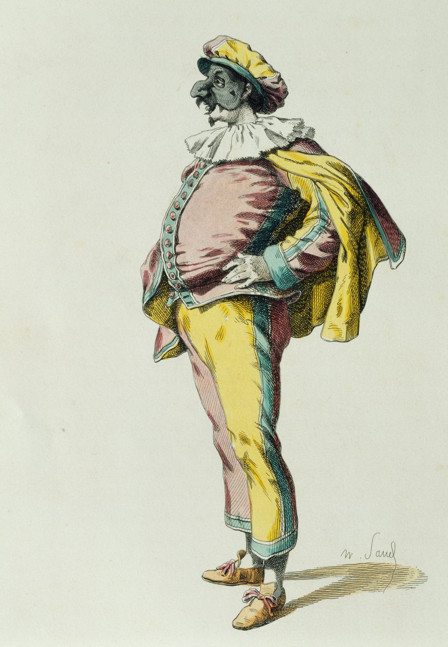 Pulcinella i 1685, af Maurice Sand (1823-1889) af Maurice Sand