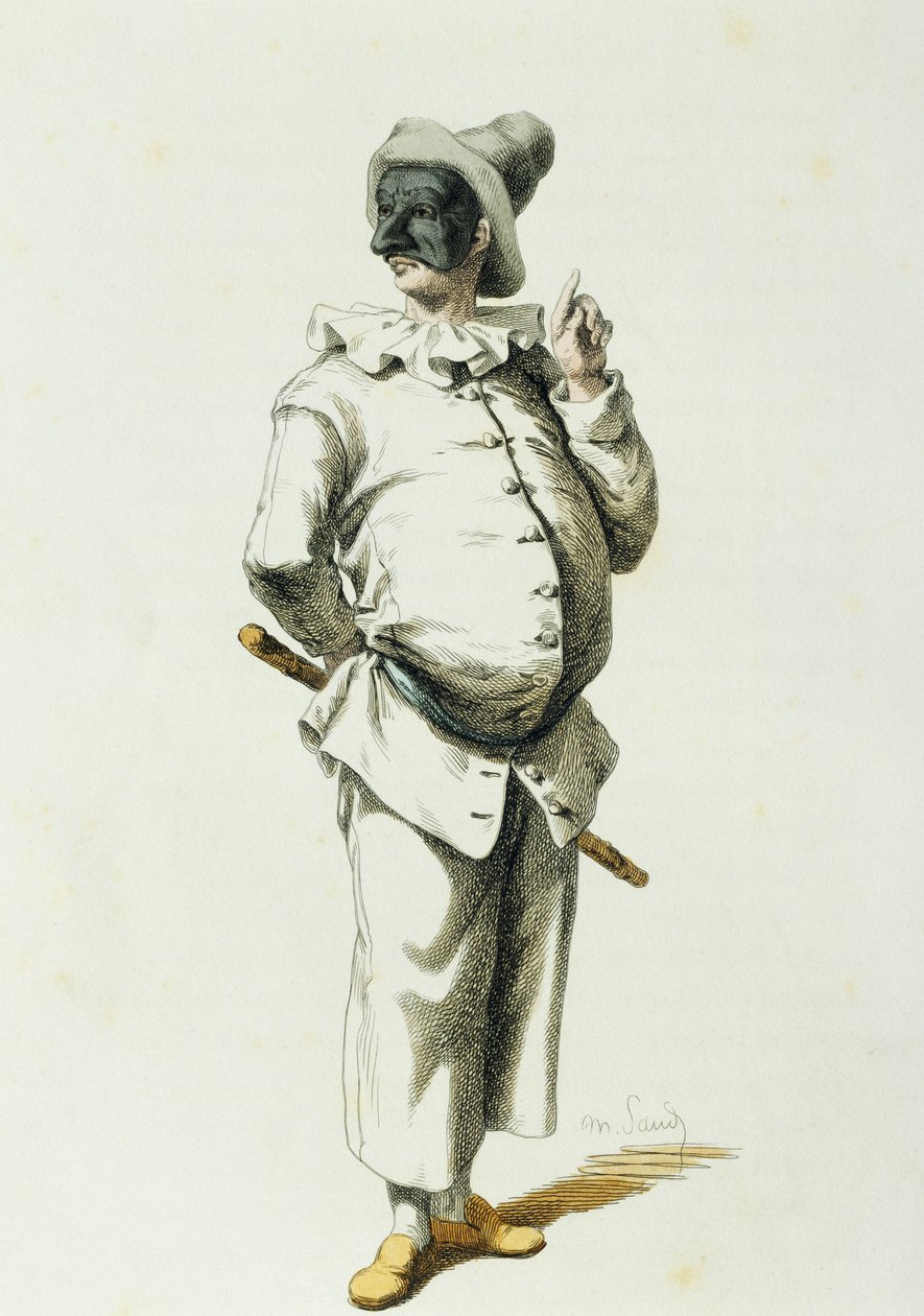 Pulcinella i 1700, af Maurice Sand (1823-1889) af Maurice Sand