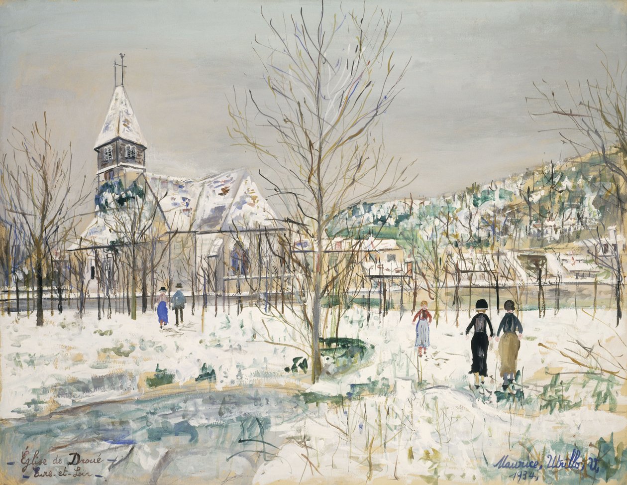 Kirke i Droue, Eure-et-Loir af Maurice Utrillo