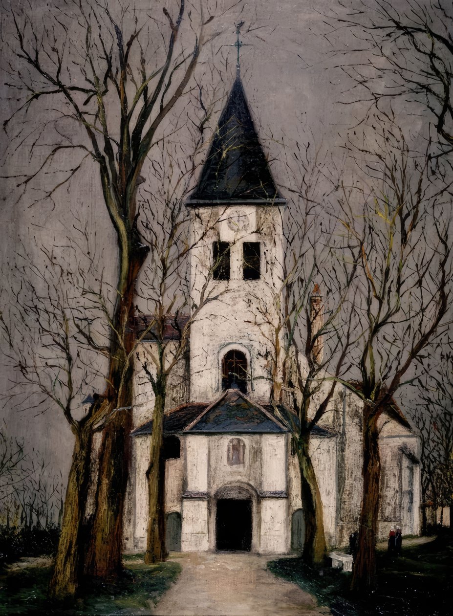 KIRKEN I CHATILLON SUR SEINE af Maurice Utrillo