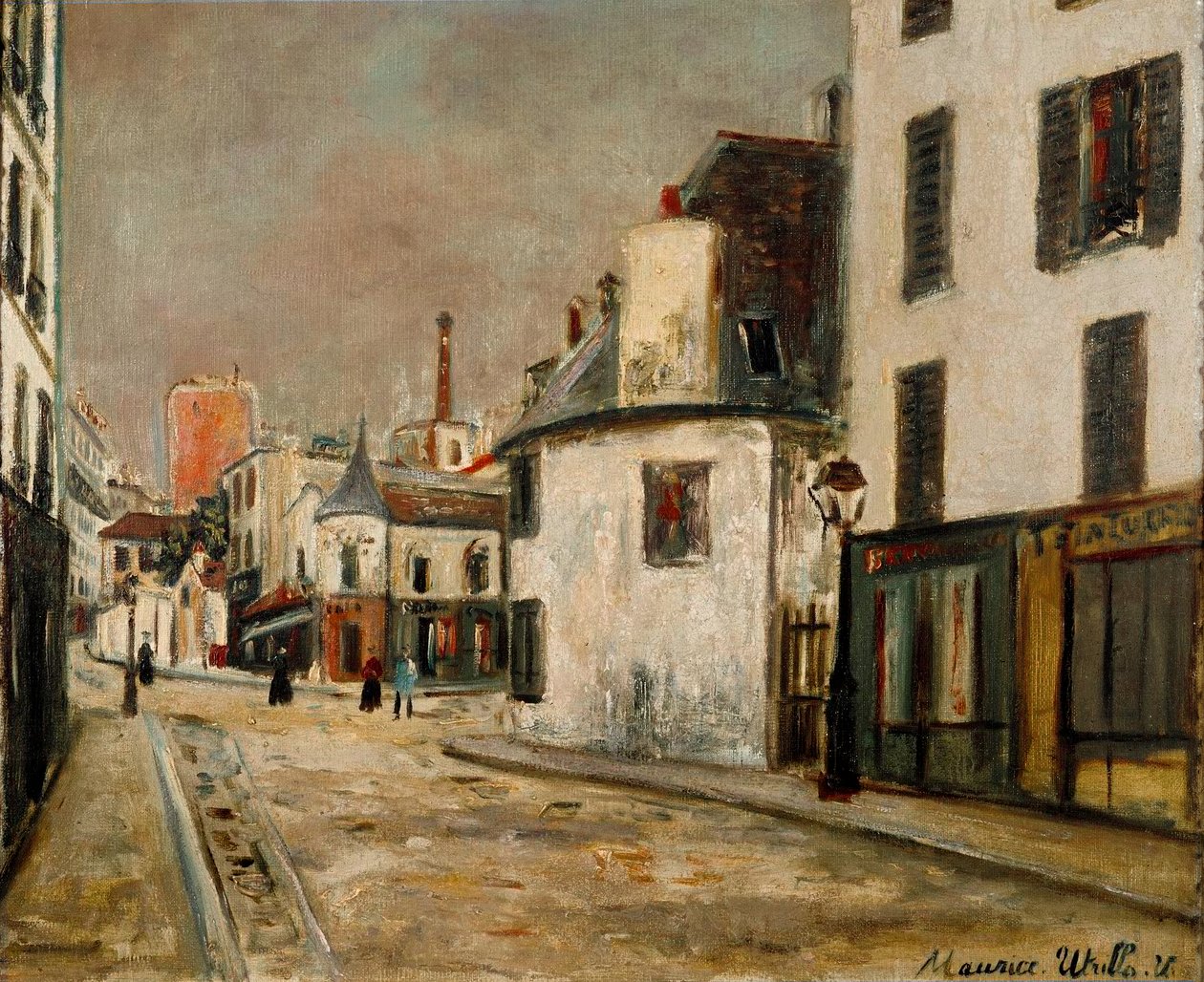 Rue de Mont Cenis i Montmartre-kvarteret i Paris af Maurice Utrillo