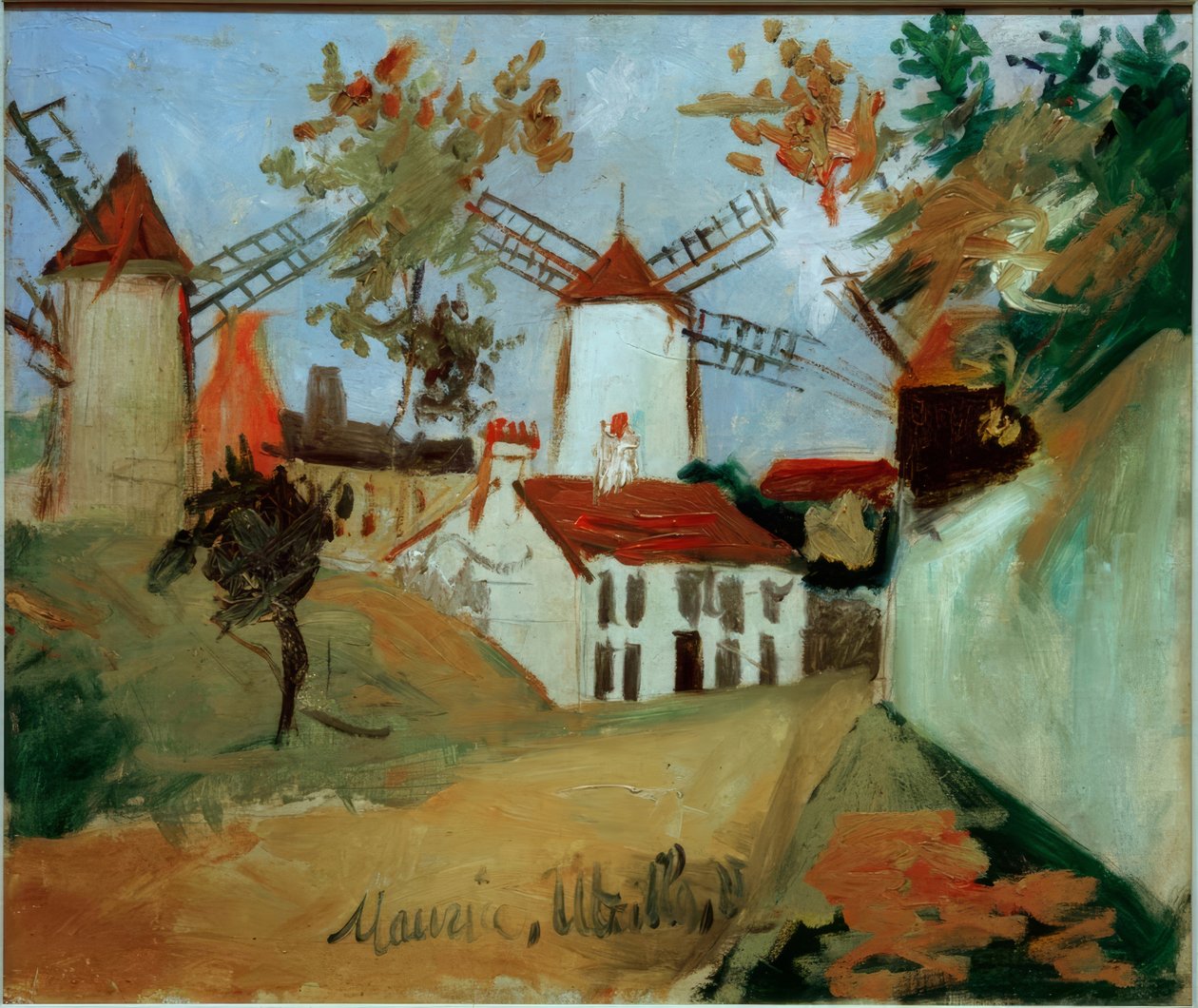 De tre møller i Montmartre af Maurice Utrillo