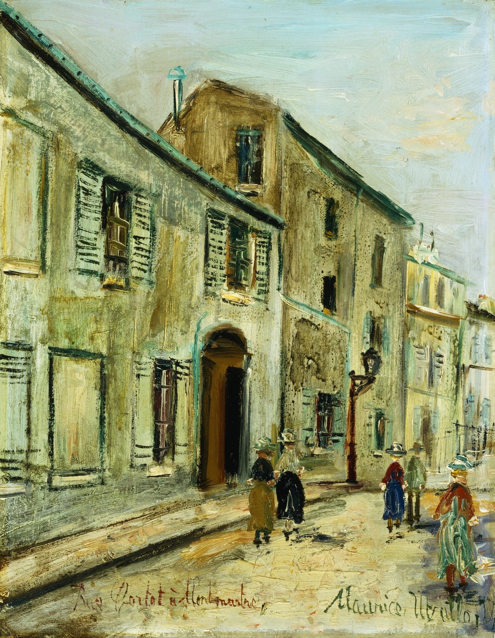 Rue Corot i Montmartre, ca. 1930 (olie på træplade) af Maurice Utrillo