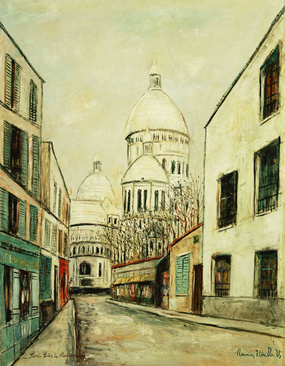Sacre-Coeur de Montmartre (Rue du Chevalier de la Barre a Montmartre), ca. 1935 (olie på lærred) af Maurice Utrillo