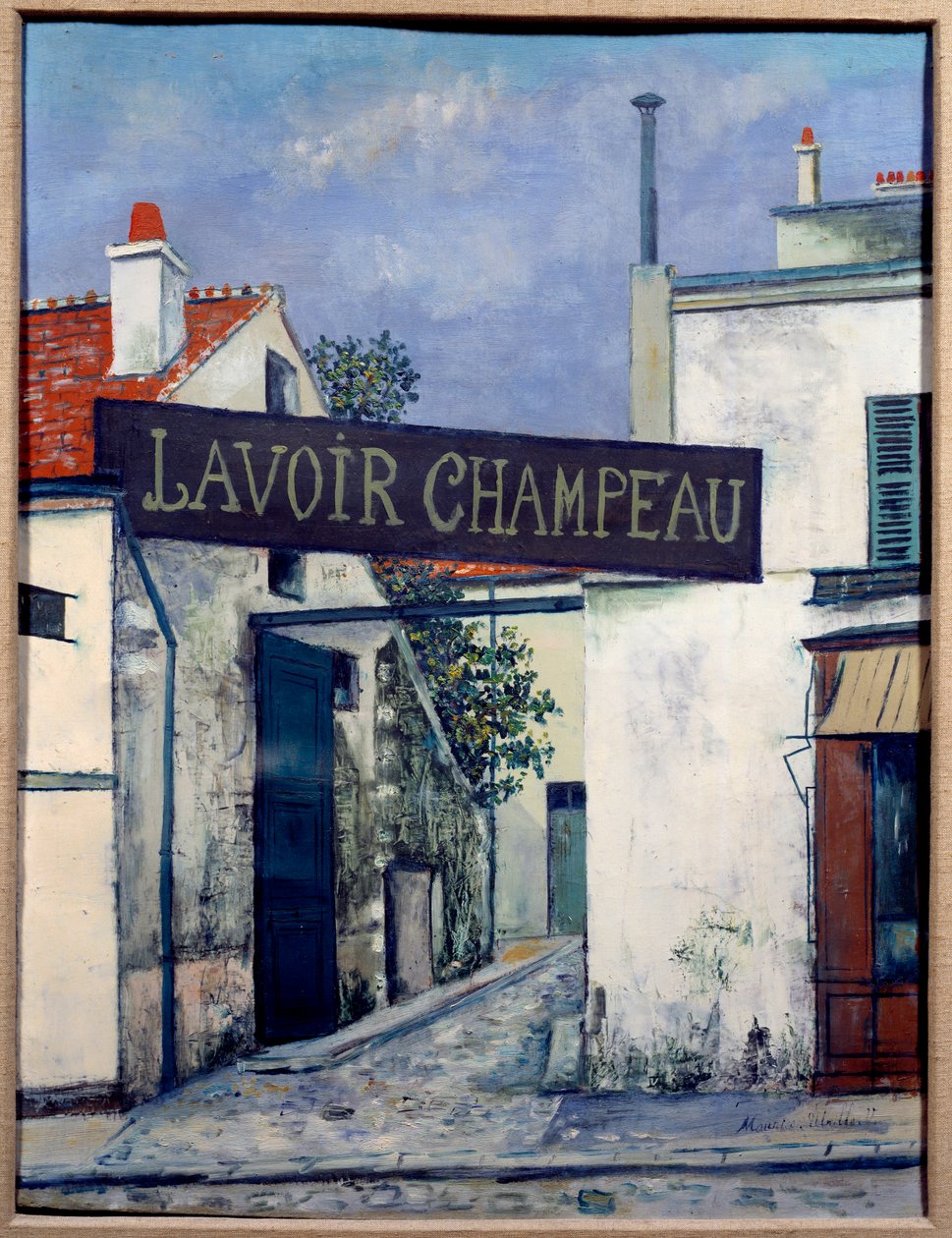 Champeau Wash House, 20. århundrede (olie på lærred) af Maurice Utrillo