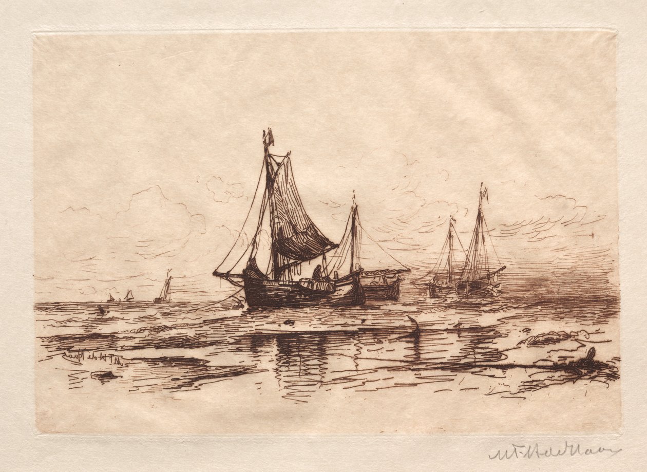 Fiskerbåde på stranden ved Scheveningen. af Maurits Frederik Hendrik De Haas