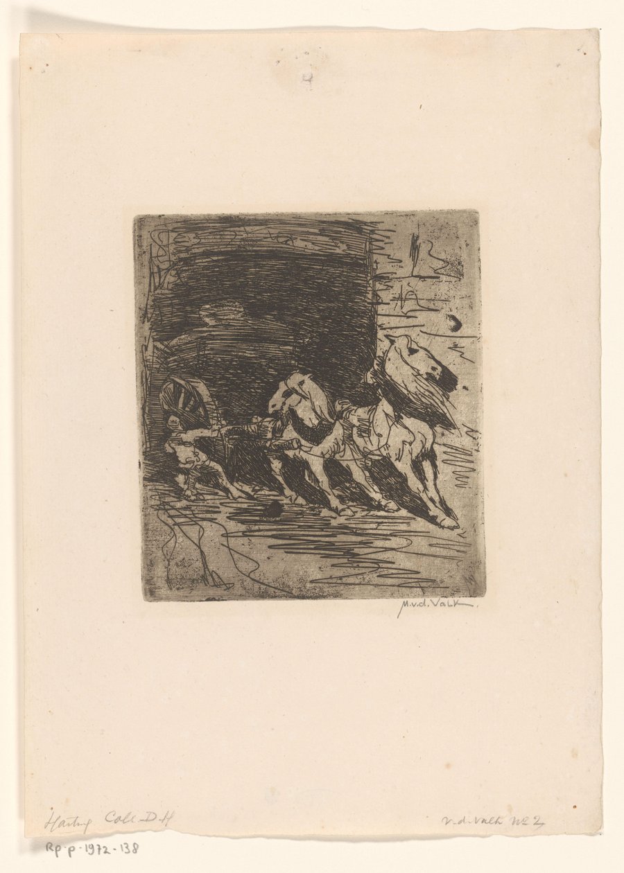 Heste med vogn Karriere (original titel) af Maurits van der Valk (signed by artist)
