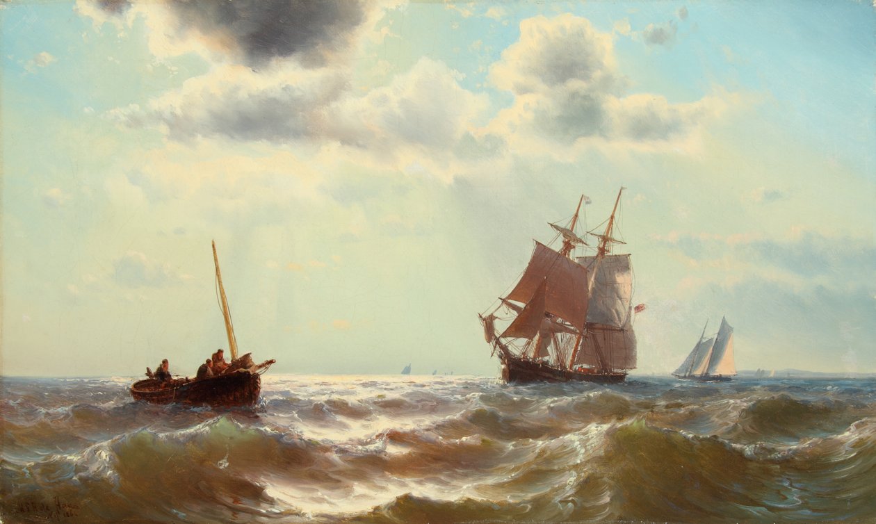 Sommerlys på havet 1864 (Olie på lærred) af Mauritz Frederik Hendrik De Haas