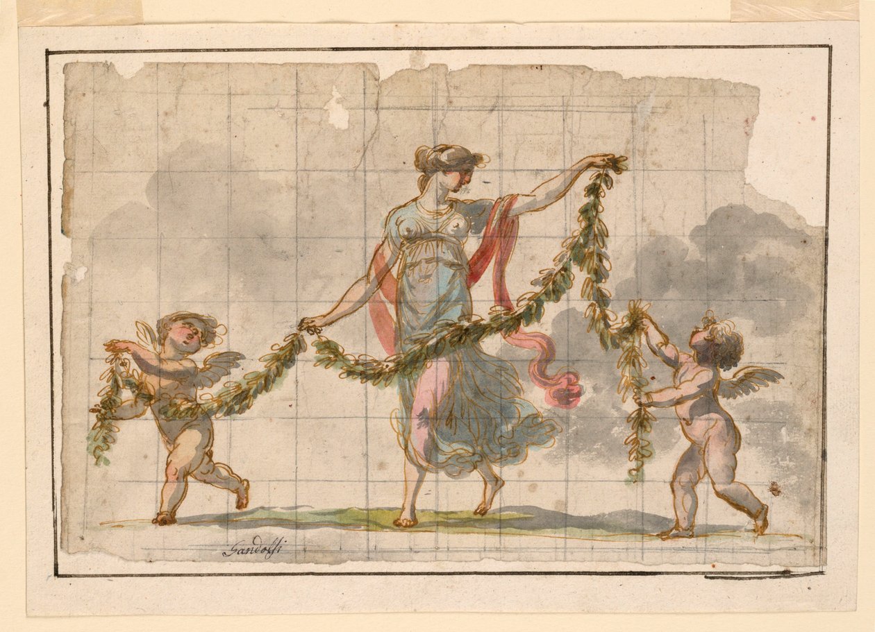 Tegning, Vægmaleri, ca. 1820 af Mauro Gandolfi