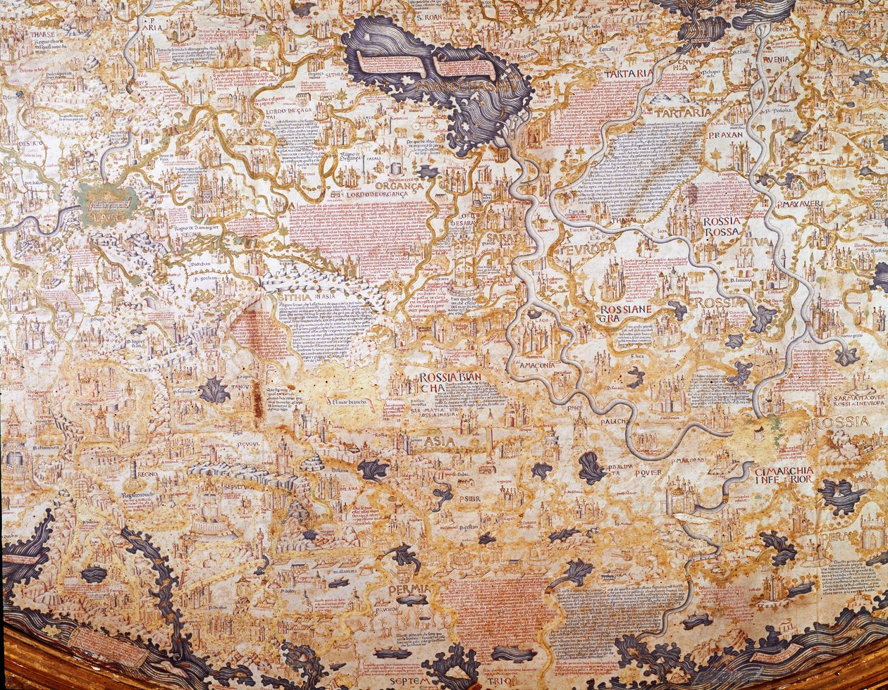 Udsigt over Rusland Detalje af verdenskortet (mappamundi) af bror Maurus (Mauro) camaldolese 1459 Biblioteca Marciana, Venedig af Mauro Fra