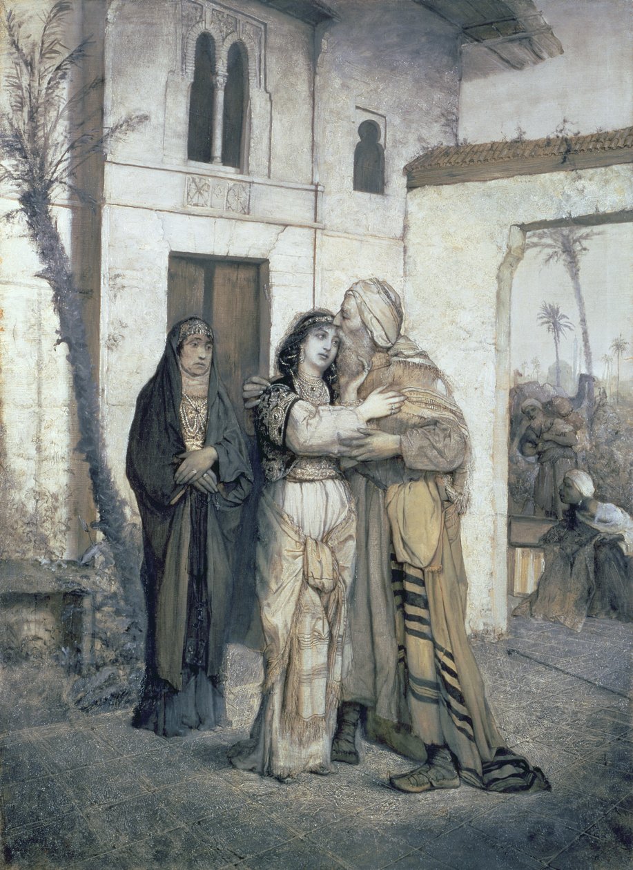 Nathan mødt af Rachel, 1876 af Maurycy Gottlieb