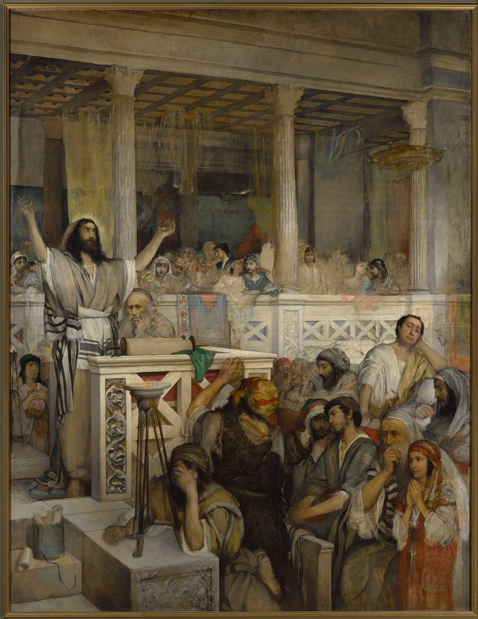 Le Christ præchant a Capharnaum - Kristus prædiker i Kapernaum - Maurycy Gottlieb (1856-1879). Olie på lærred af Maurycy Gottlieb