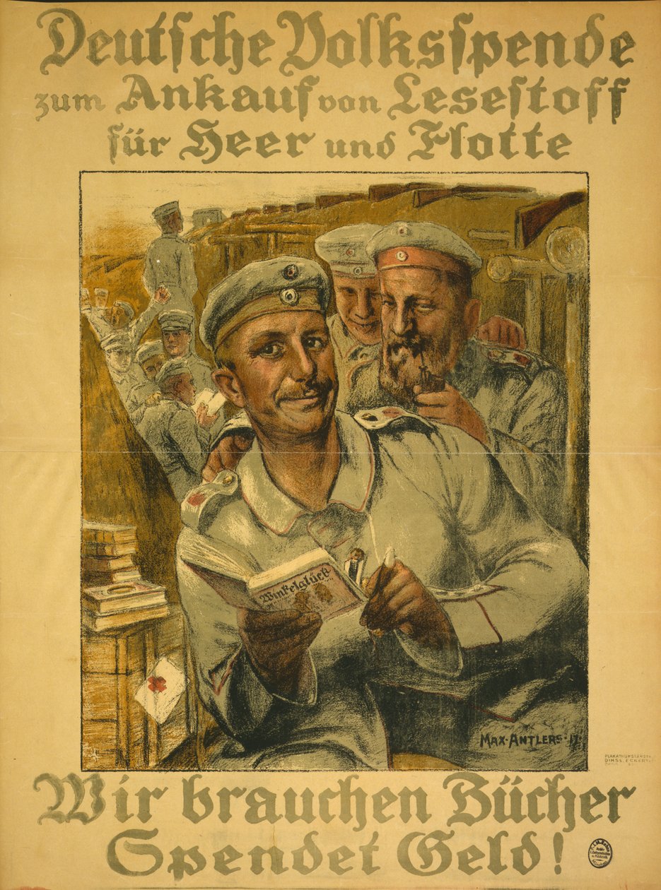 Vi har brug for bøger, doner penge!, 1917 af Max Antlers
