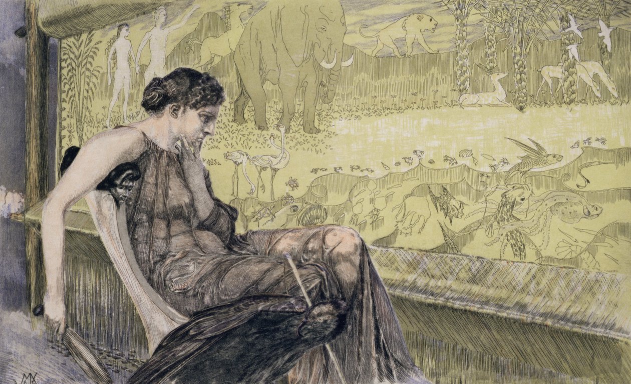 Penelope væver et ligklæde til sin svigerfar Laertes, mens hun venter på sin mand Odysseus