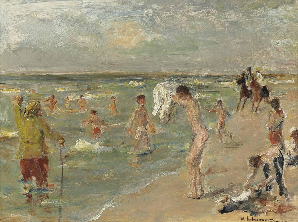Drenge bader i Zandvoort af Max Liebermann