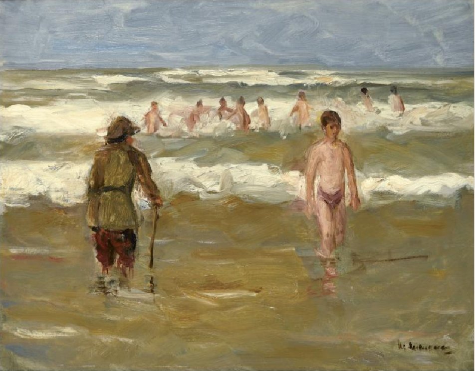 Badende drenge med livreddere af Max Liebermann