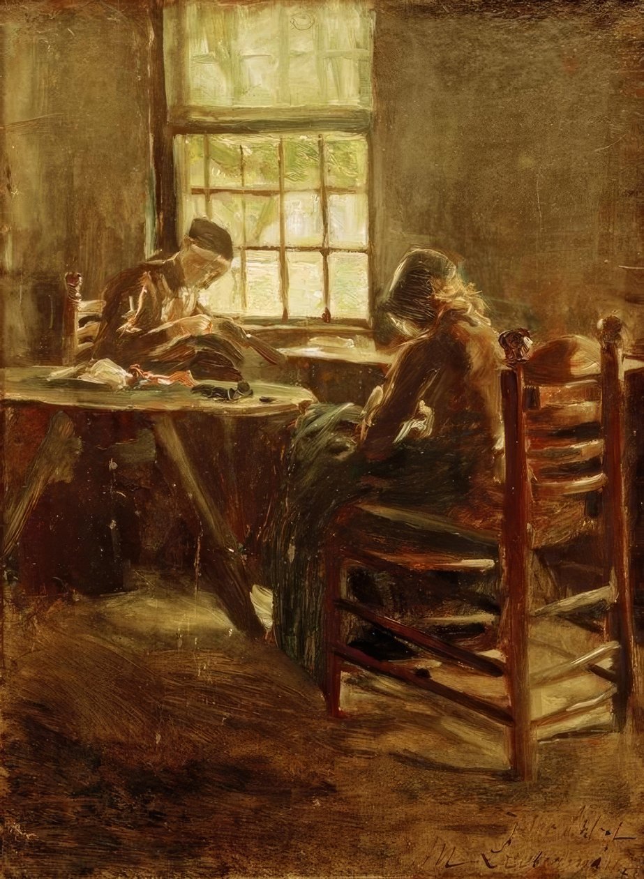 Hollandsk interiør - systue af Max Liebermann