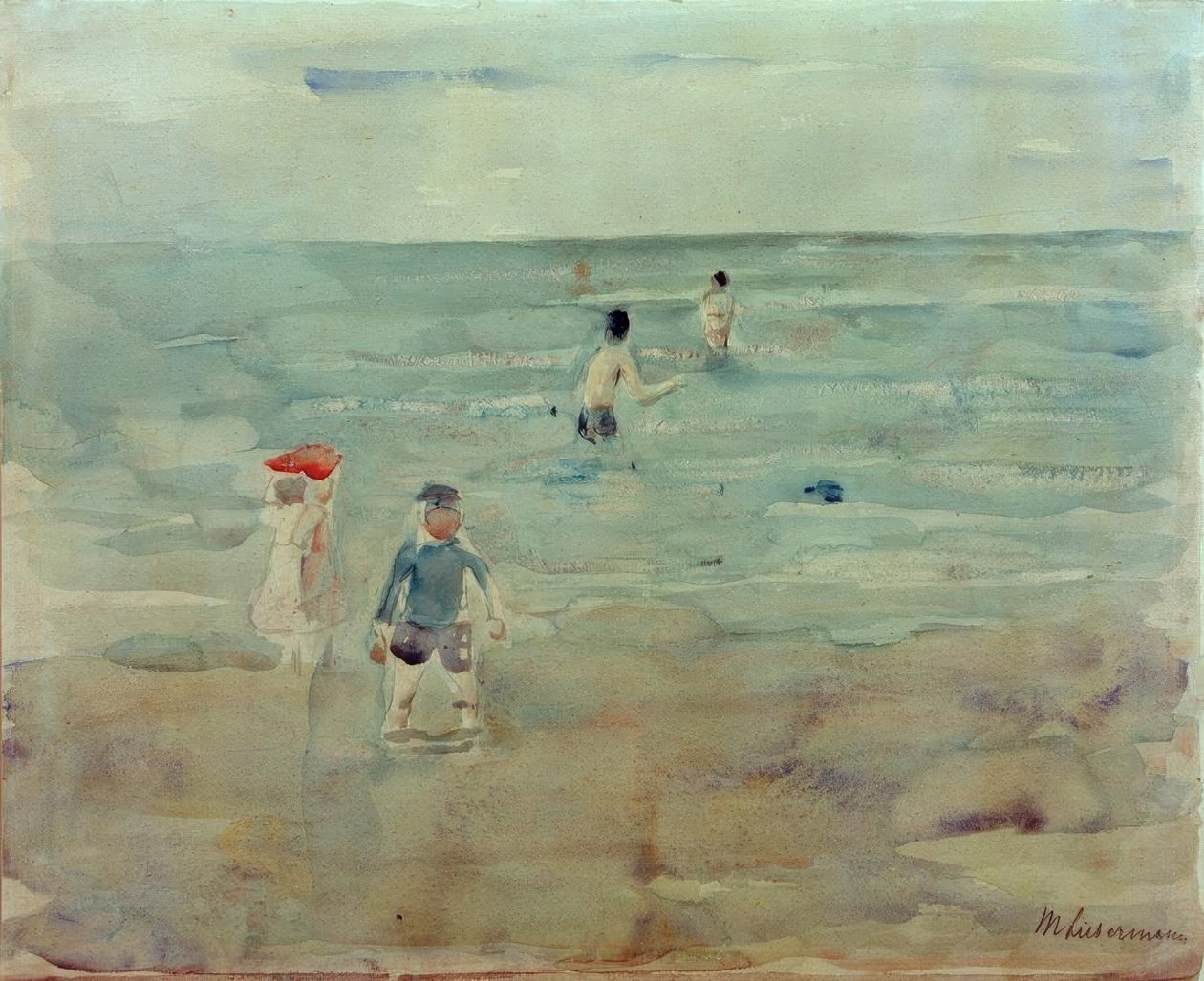 Drenge bader i havet af Max Liebermann