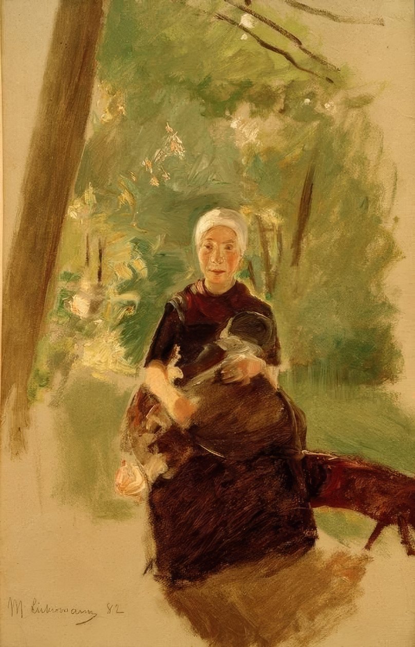 Ung mor under træer af Max Liebermann