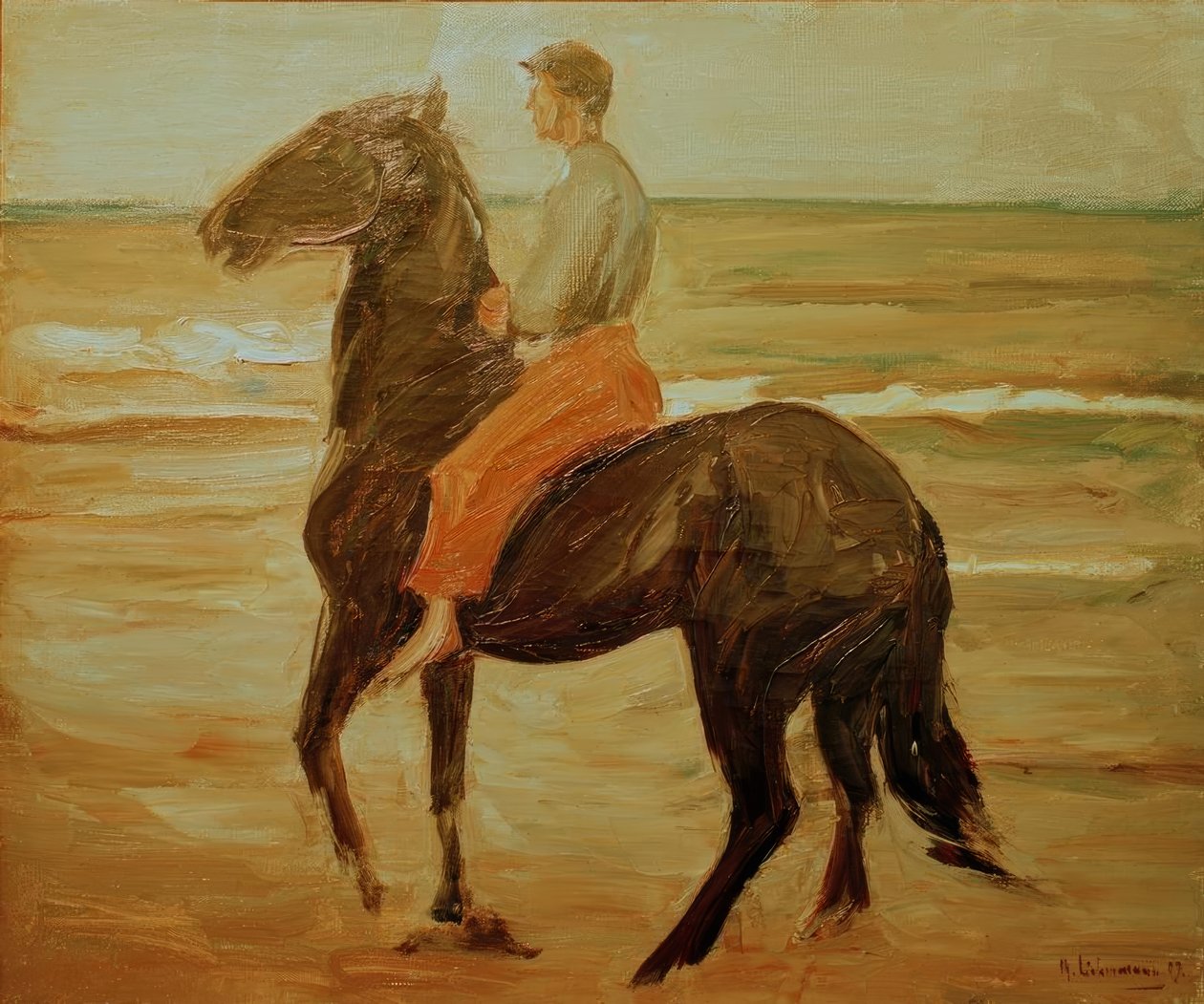 Ung rytter - brudgom på stranden af Max Liebermann