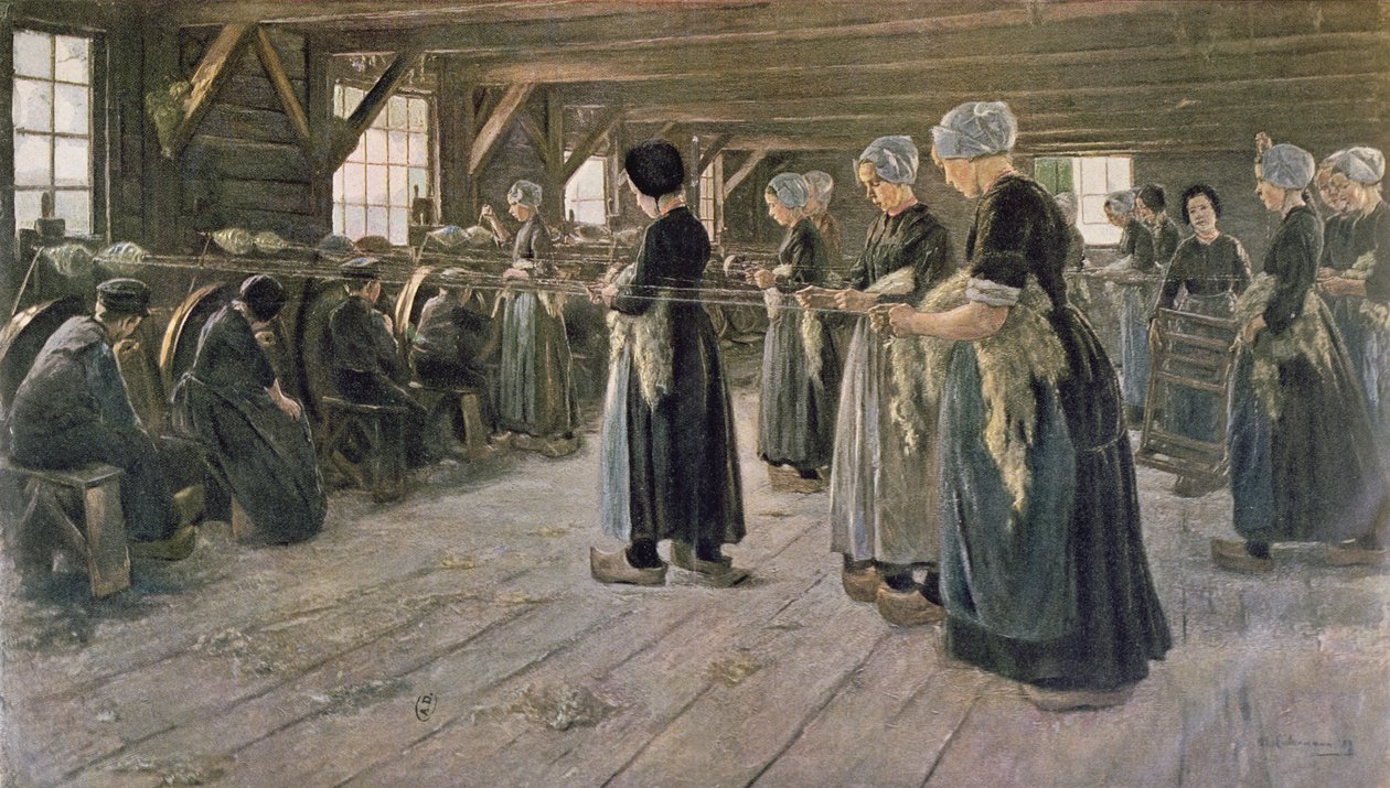 Spindeværksted i Laren, 1889 af Max Liebermann