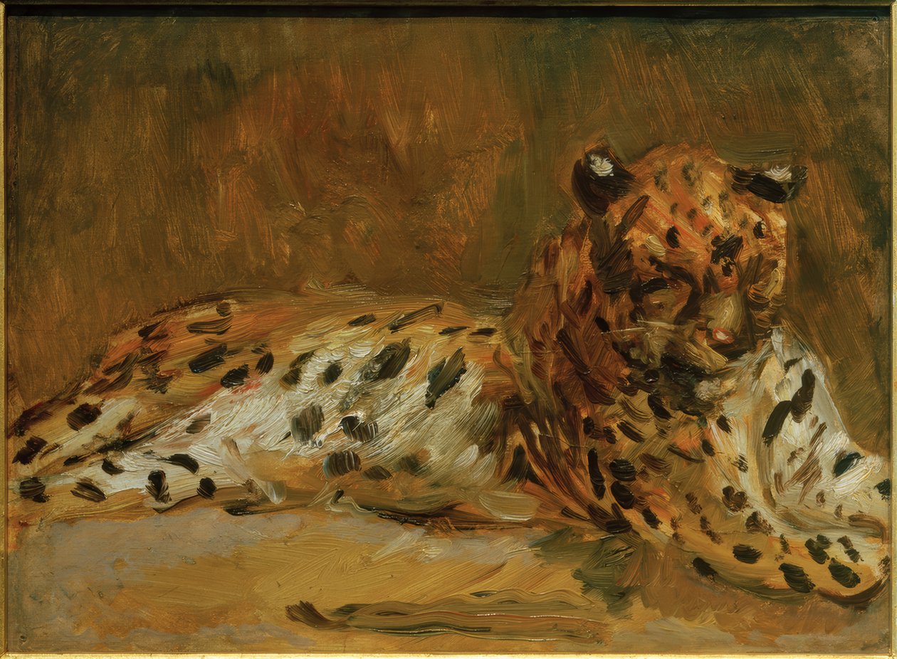 Liggende afrikansk leopard af Max Slevogt
