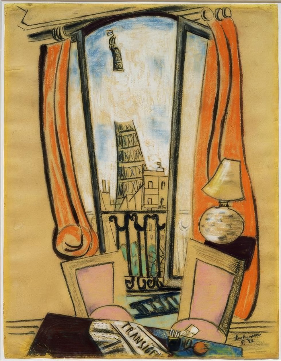 Udsigt fra vinduet (Eiffeltårnet) af Max Beckmann