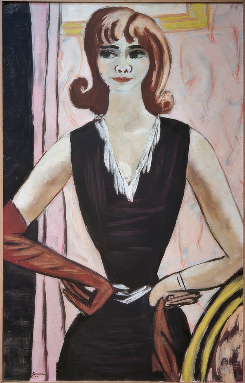 Portræt af Quappi på lyserød og violet af Max Beckmann