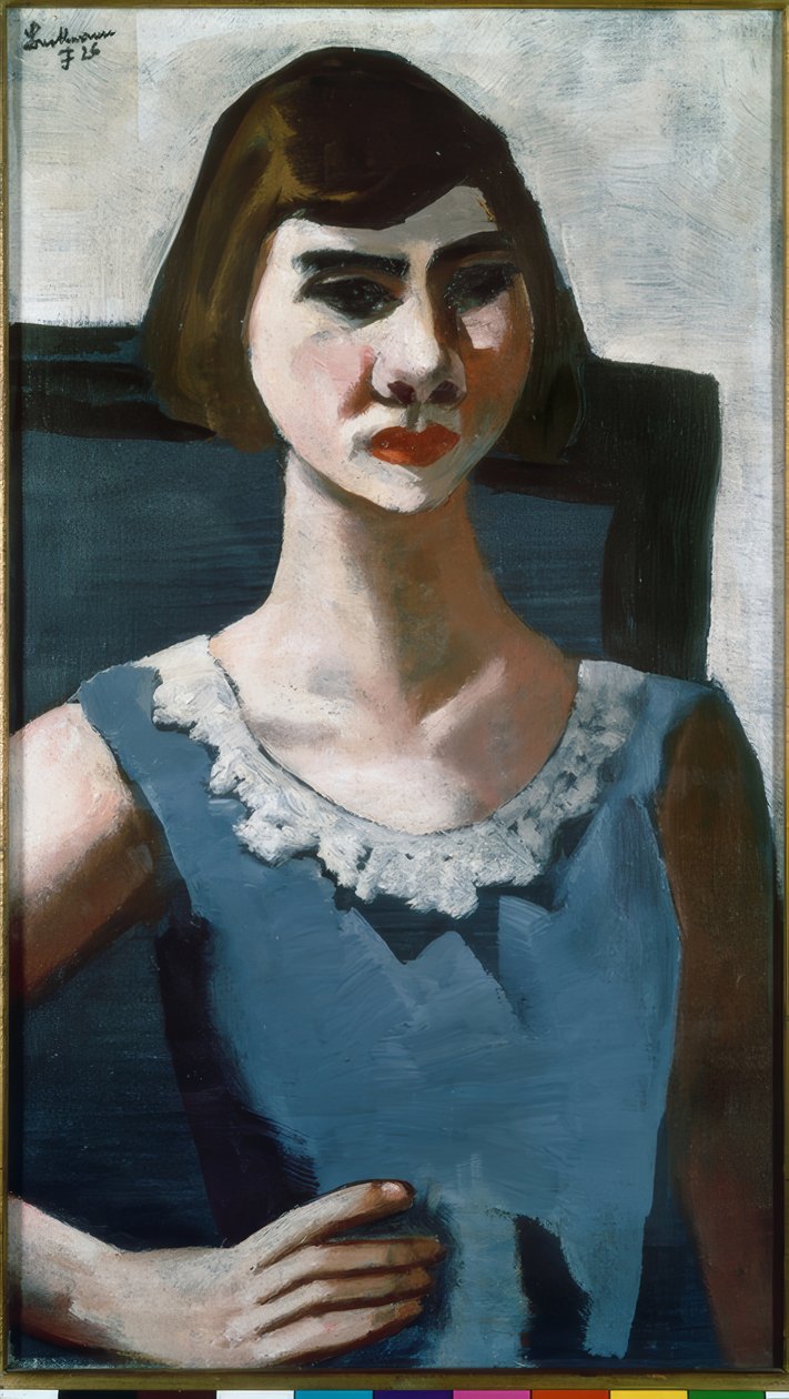 Portræt af Quappi i blåt af Max Beckmann