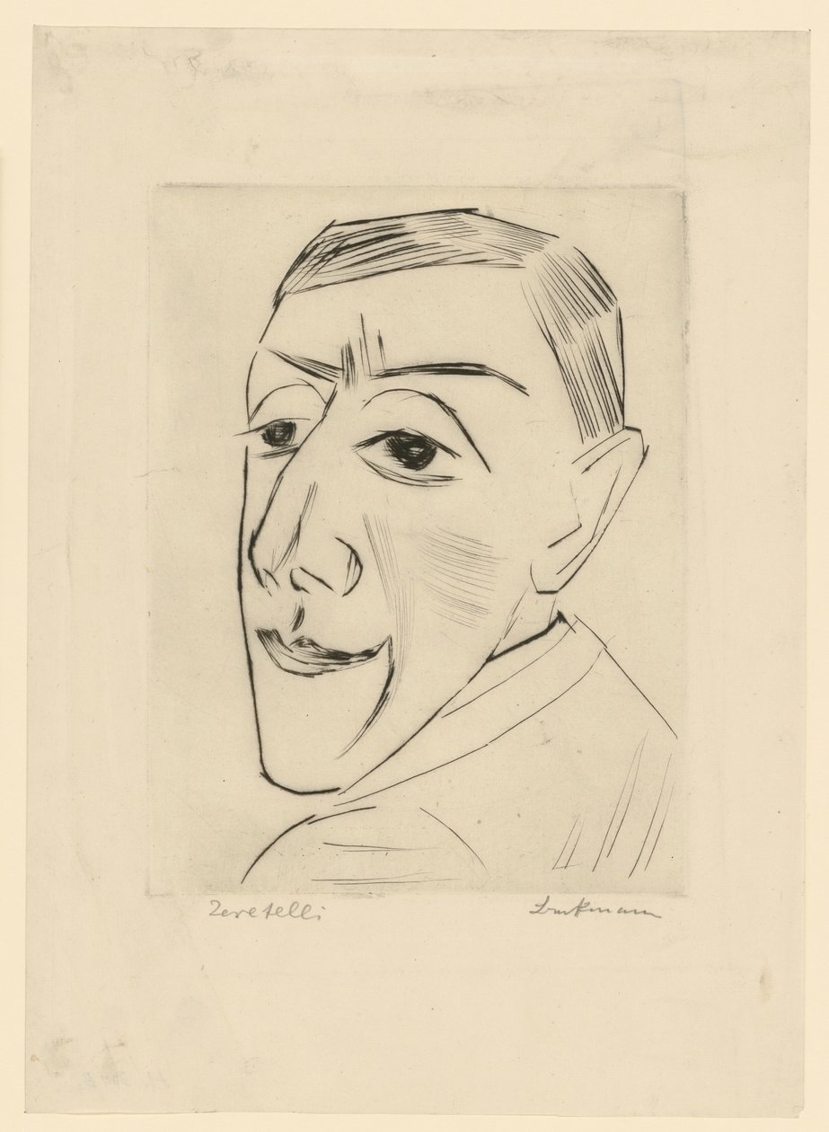 Portræt af skuespilleren N. M. Zeretelli (blad 4 fra: Den tredje Ganymedes-mappe) af Max Beckmann