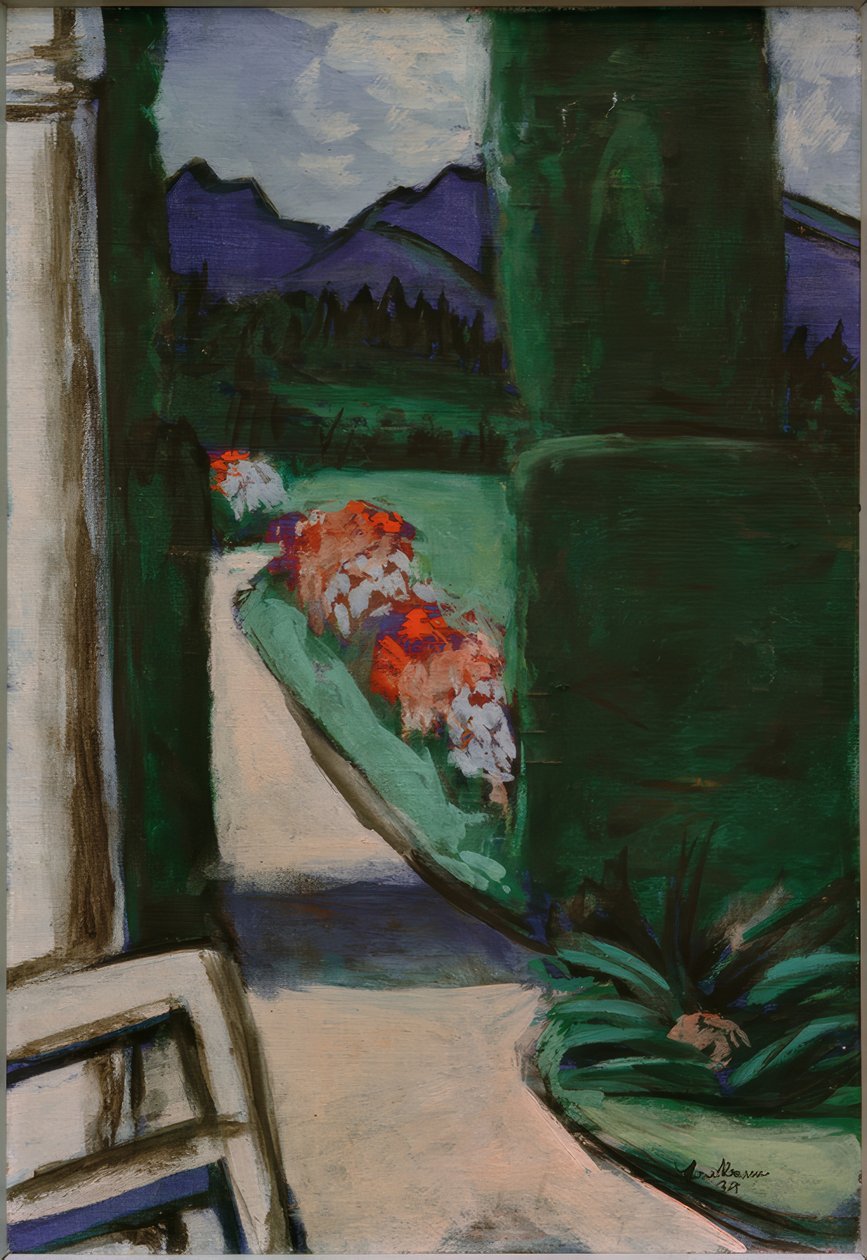 Udsigt fra pavillonen. Ohlstadt af Max Beckmann