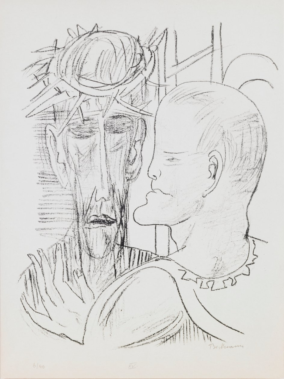 Kristus og Pilatus, tallerken 15 fra porteføljen "Dag og drøm" af Max Beckmann