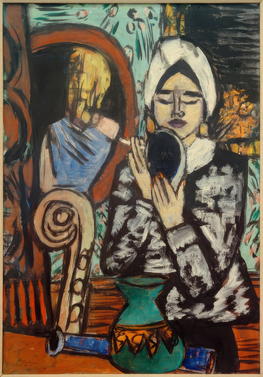 Dame med spejl af Max Beckmann