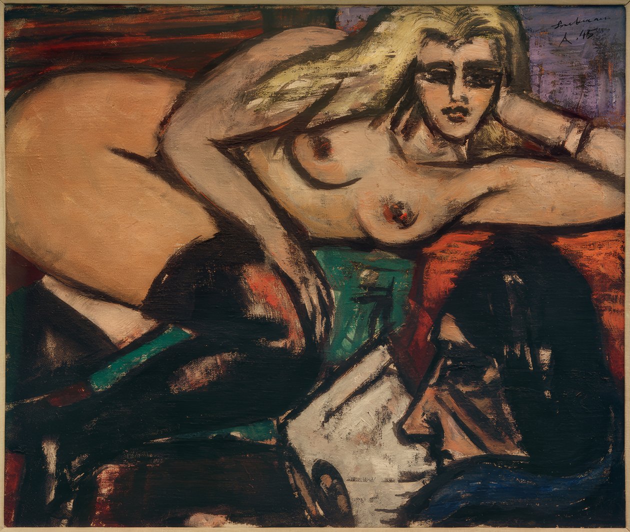 Brevet, liggende halvakt af Max Beckmann