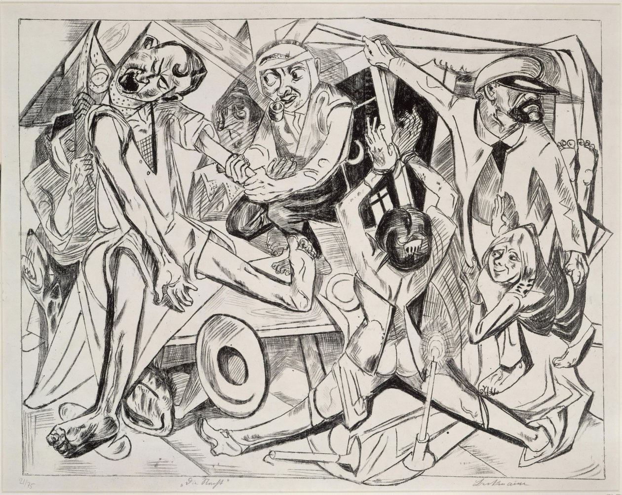 Natten (blad 7 fra: «Helvede») af Max Beckmann