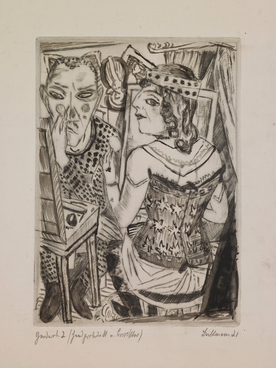 Omklædningsrum, plade 2 fra porteføljen "The Annual Fair" af Max Beckmann