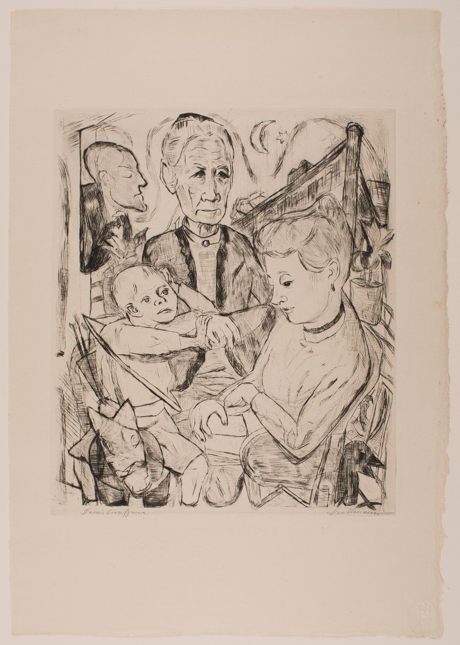 Family Scene (Beckmann Family), plade 2 fra porteføljen "Faces" af Max Beckmann