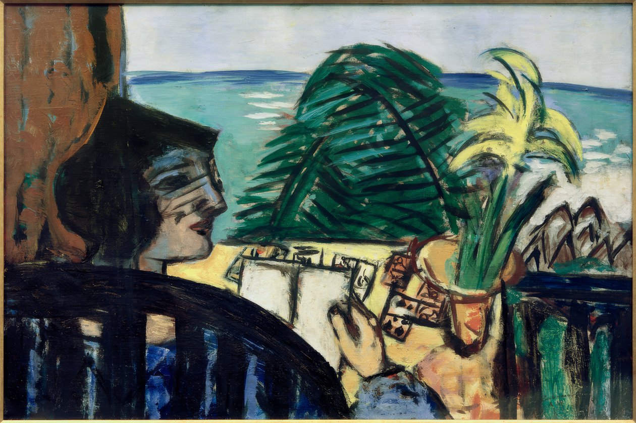 Kvinde læser ved havet af Max Beckmann