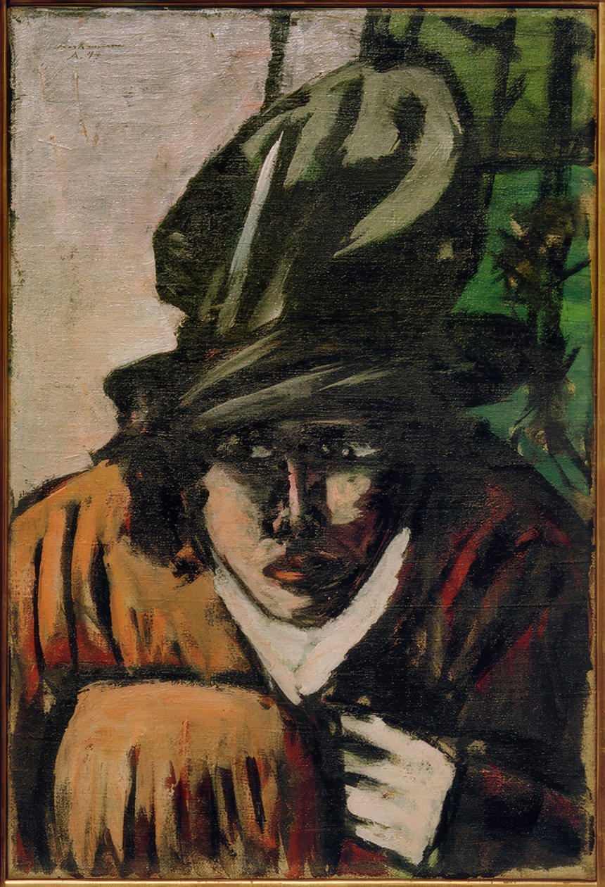 Kvinde med hat og muffe af Max Beckmann
