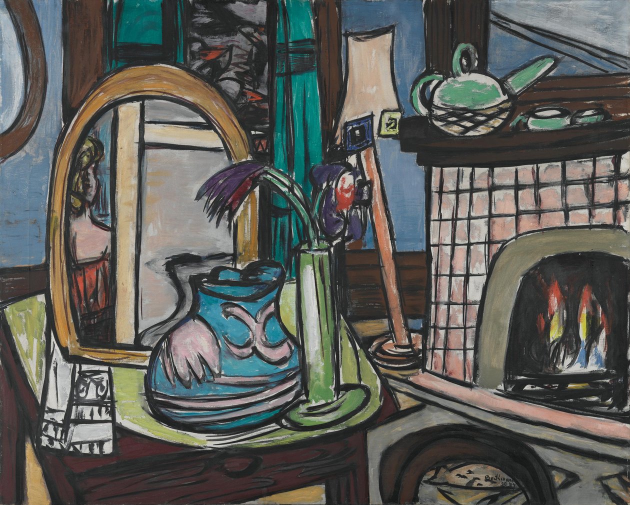 Stort stilleben med duer af Max Beckmann