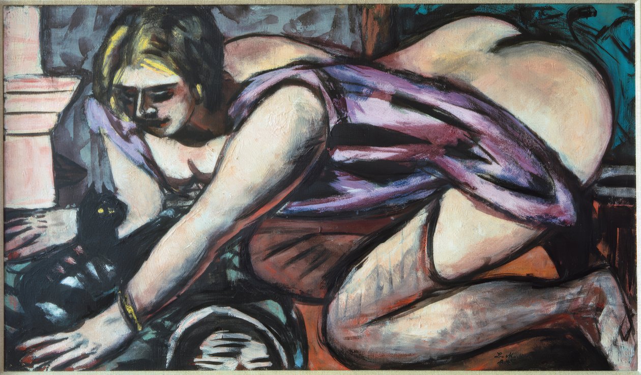 Halvakt med kat af Max Beckmann
