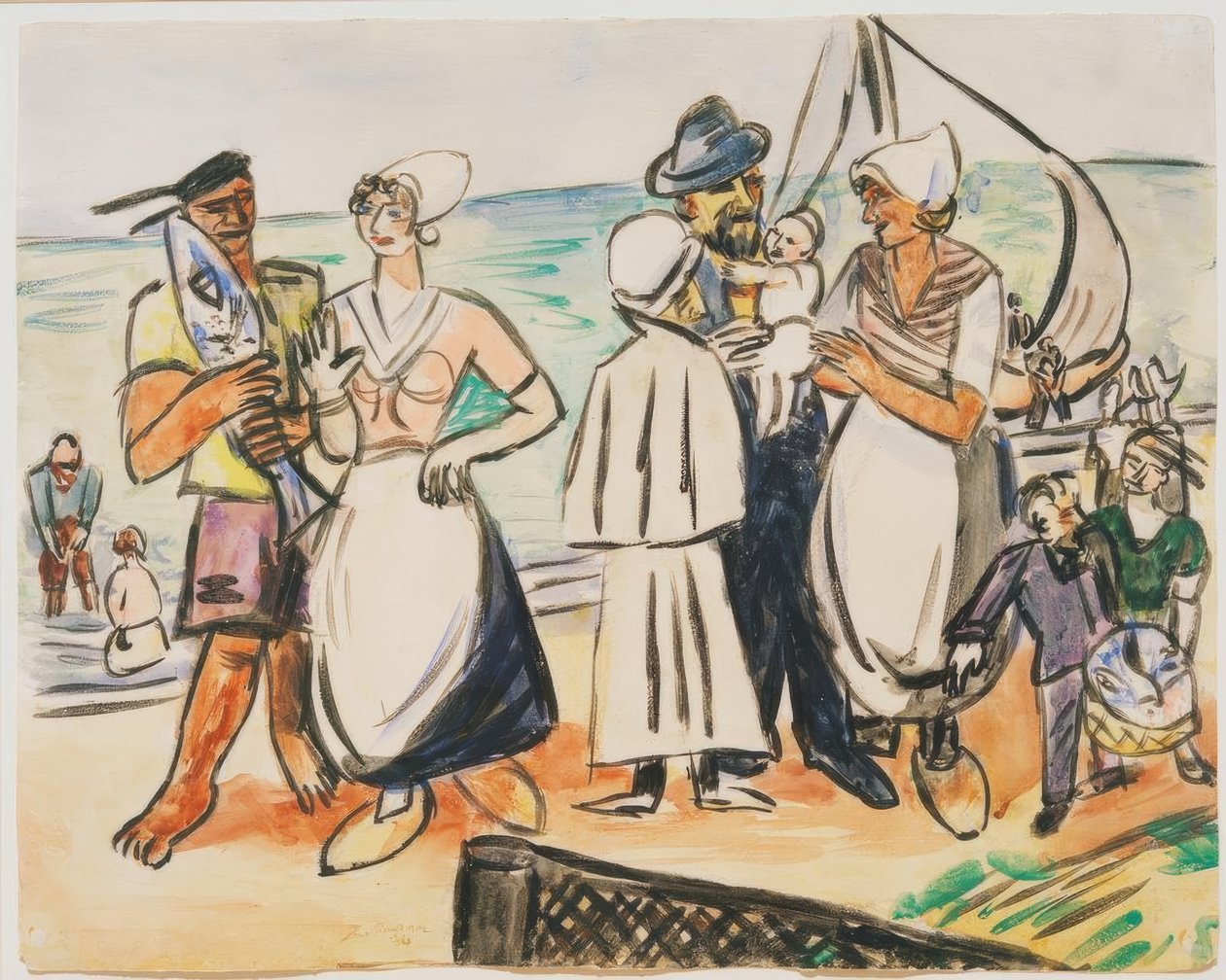 Hollandske fiskere på stranden af Max Beckmann