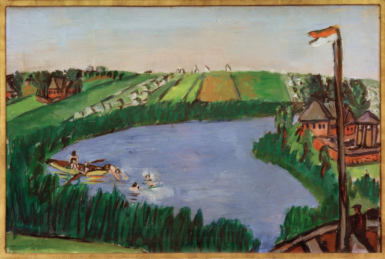 Hollandsk landskab med badende af Max Beckmann